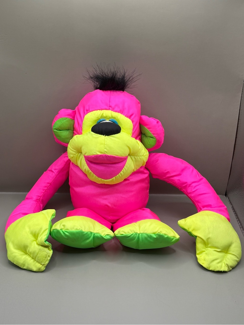 Fisher Price Puffalump Neon Hot Pink Monkey Plush Stuffed Animal Parachute Toy